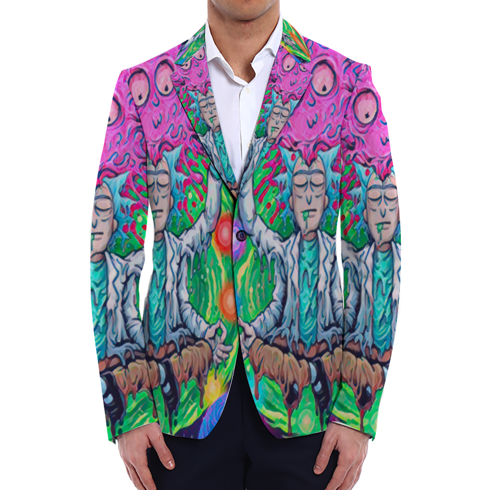 All Over Print Men Casual Suit Blazer Coat Fashion Light Coat