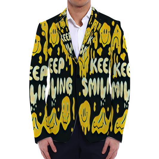 All Over Print Men Casual Suit Blazer Coat Fashion Light Coat