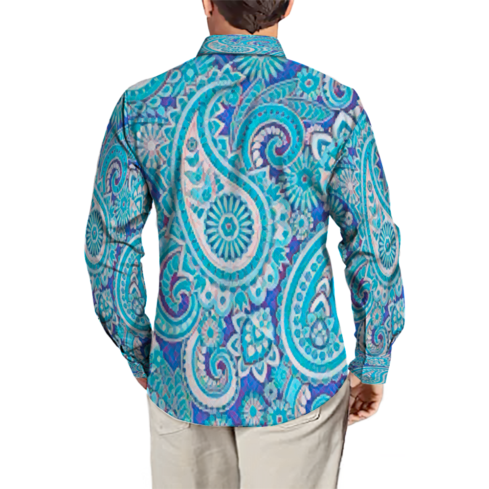 All Over Print Men's Fit Camp Collar Long Sleeve Shirt