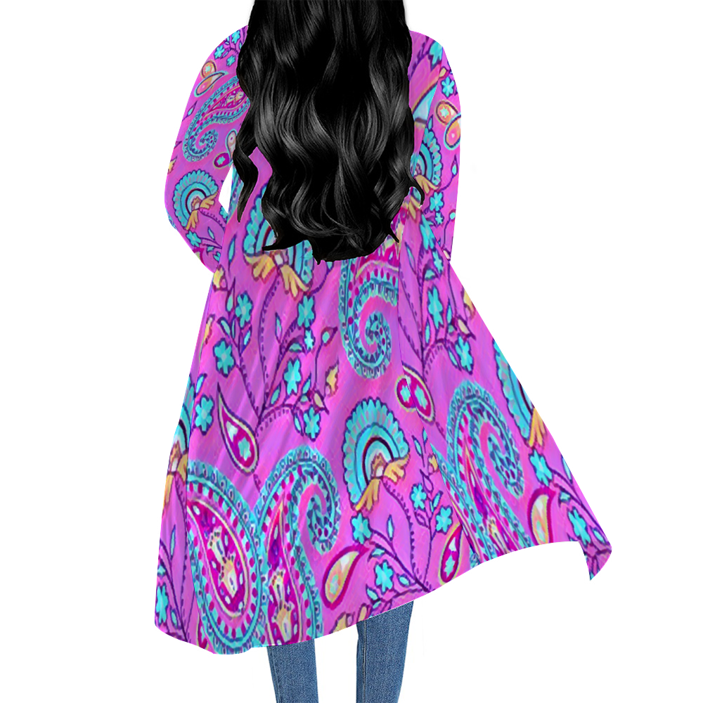 Custom Casual Front Open Dress Smock Long Sleeves Dress Smock