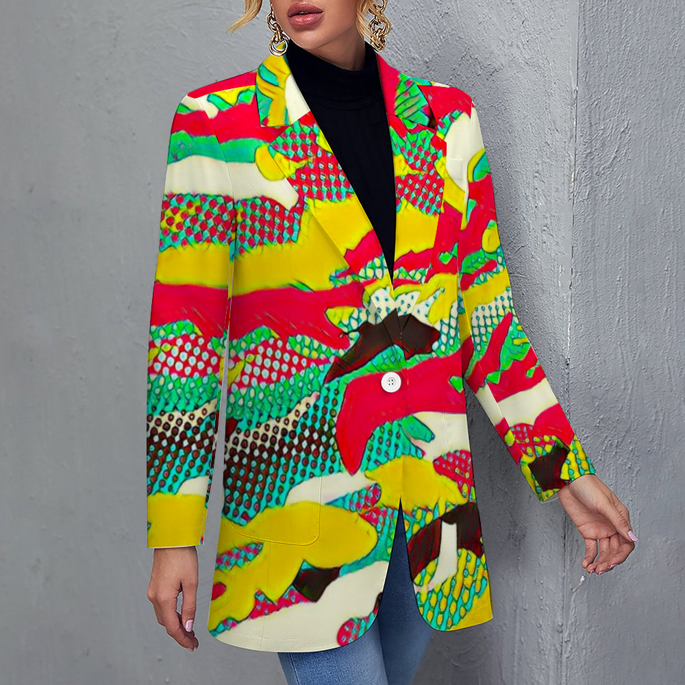 Custom Women's Casual Suit All Over Print Blazer Coat Fashion Light Coat