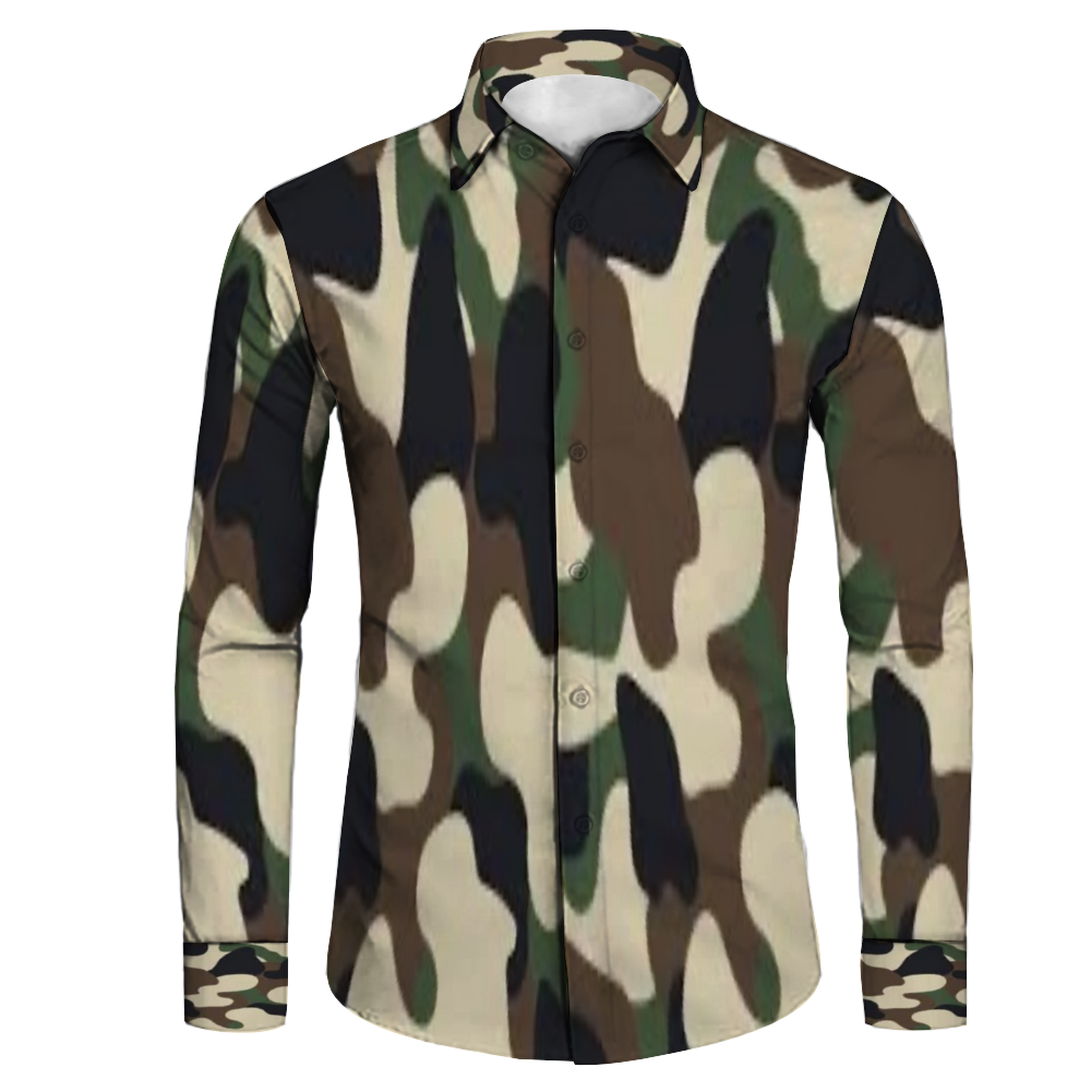 All Over Print Men's Fit Camp Collar Long Sleeve Shirt