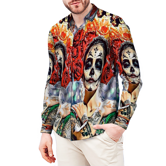 All Over Print Men's Fit Camp Collar Long Sleeve Shirt