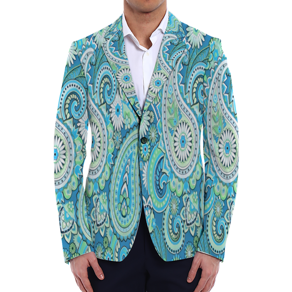 All Over Print Men Casual Suit Blazer Coat Fashion Light Coat