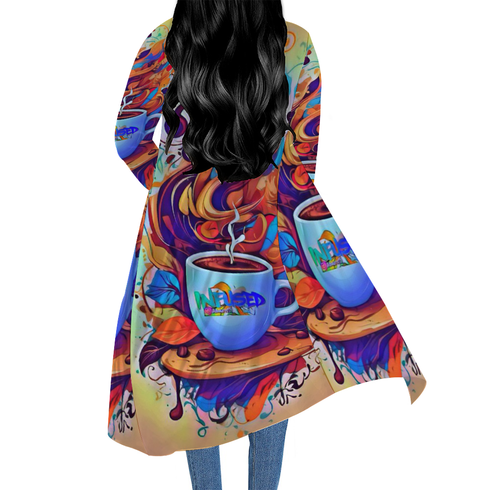 Custom Casual Front Open Dress Smock Long Sleeves Dress Smock