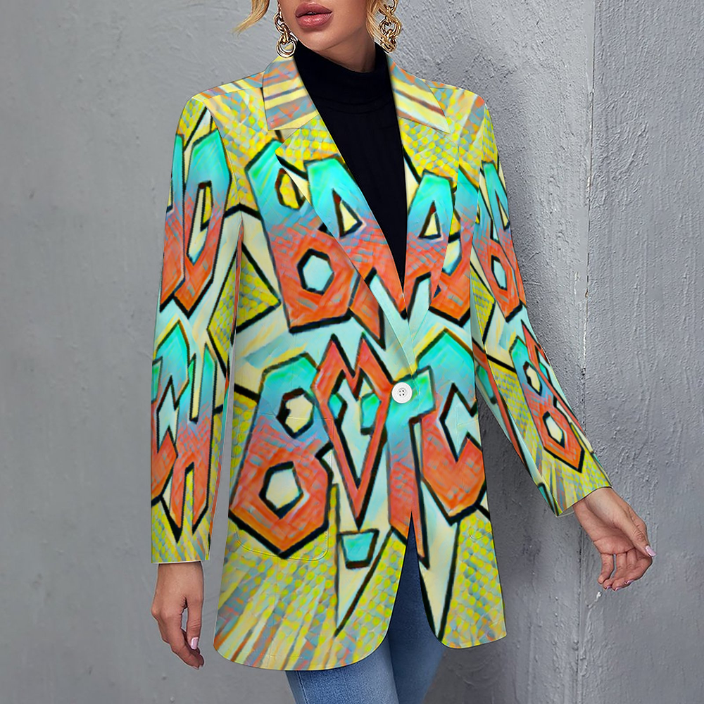 Custom Women's Casual Suit All Over Print Blazer Coat Fashion Light Coat