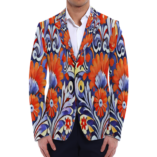 All Over Print Men Casual Suit Blazer Coat Fashion Light Coat