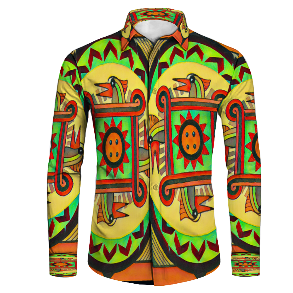 All Over Print Men's Fit Camp Collar Long Sleeve Shirt