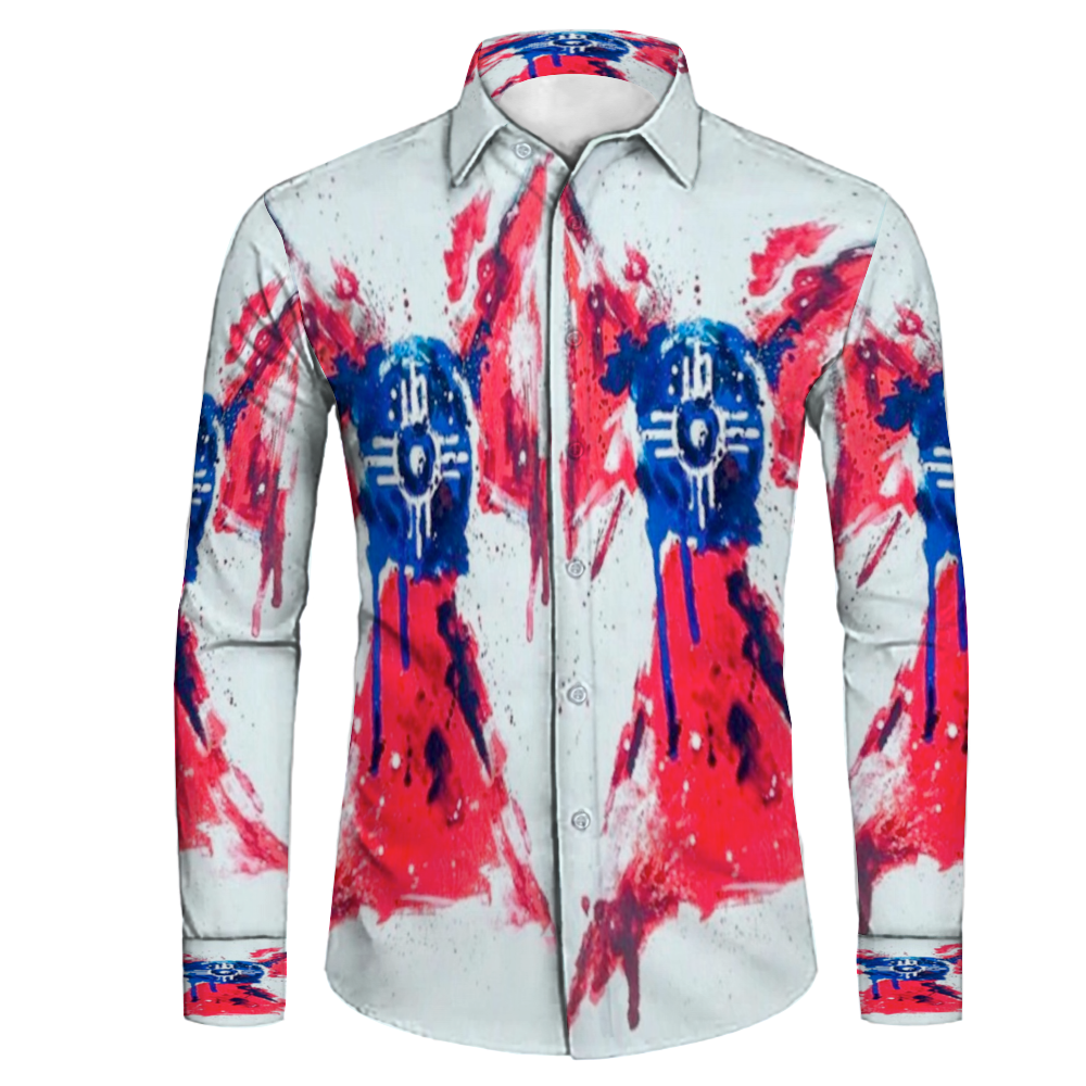 All Over Print Men's Fit Camp Collar Long Sleeve Shirt