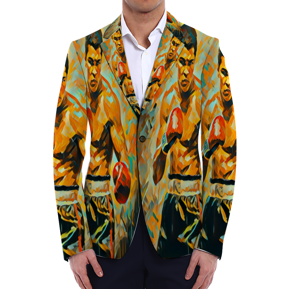 All Over Print Men Casual Suit Blazer Coat Fashion Light Coat