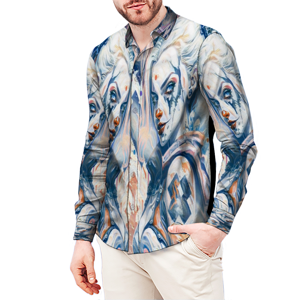 All Over Print Men's Fit Camp Collar Long Sleeve Shirt