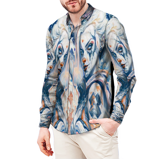 All Over Print Men's Fit Camp Collar Long Sleeve Shirt