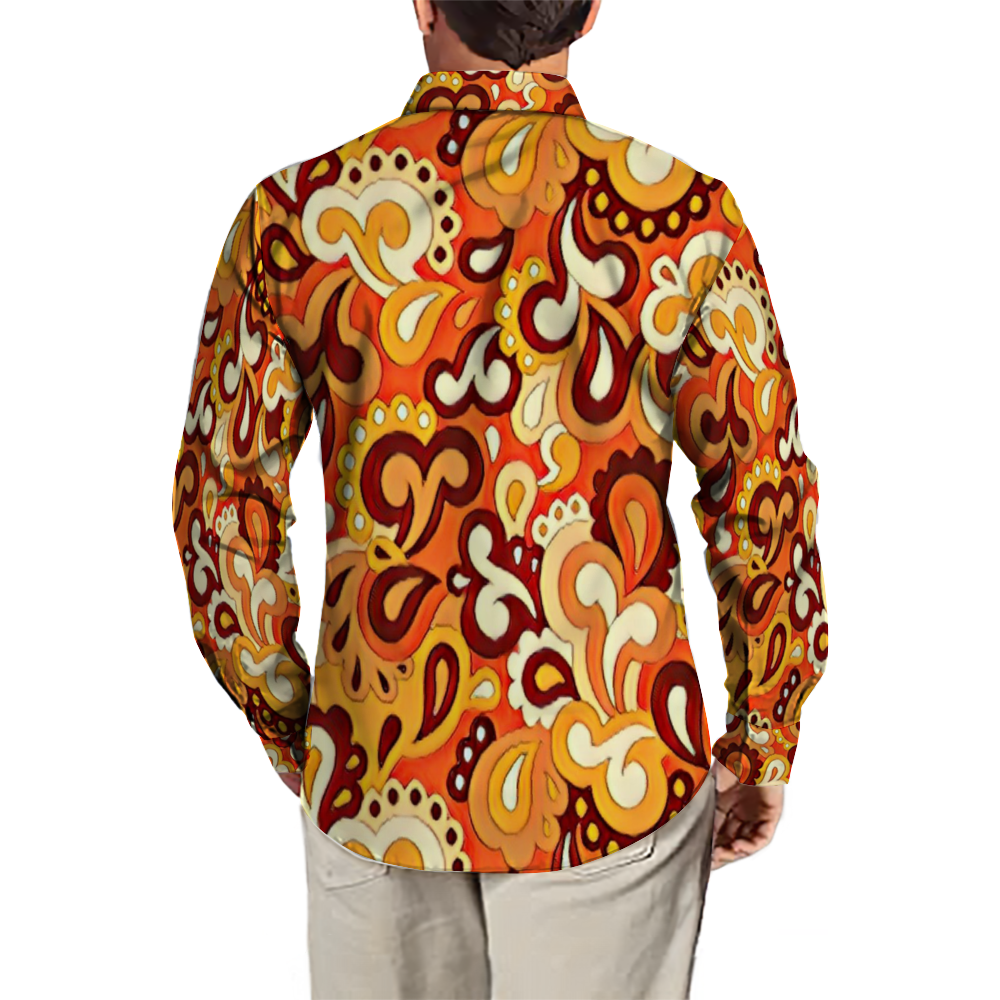 All Over Print Men's Fit Camp Collar Long Sleeve Shirt