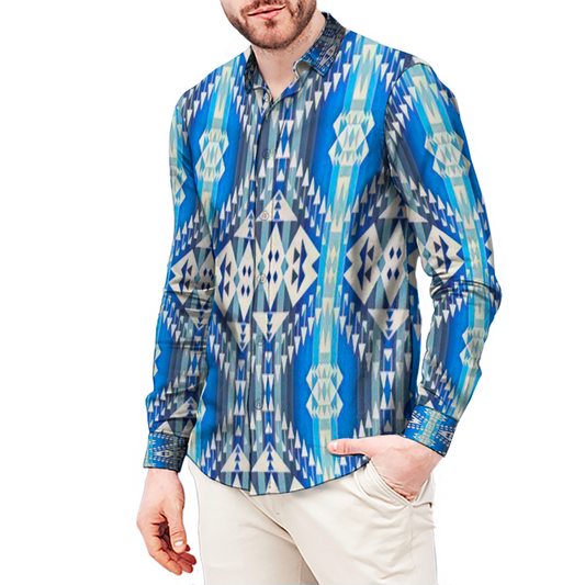 All Over Print Men's Fit Camp Collar Long Sleeve Shirt