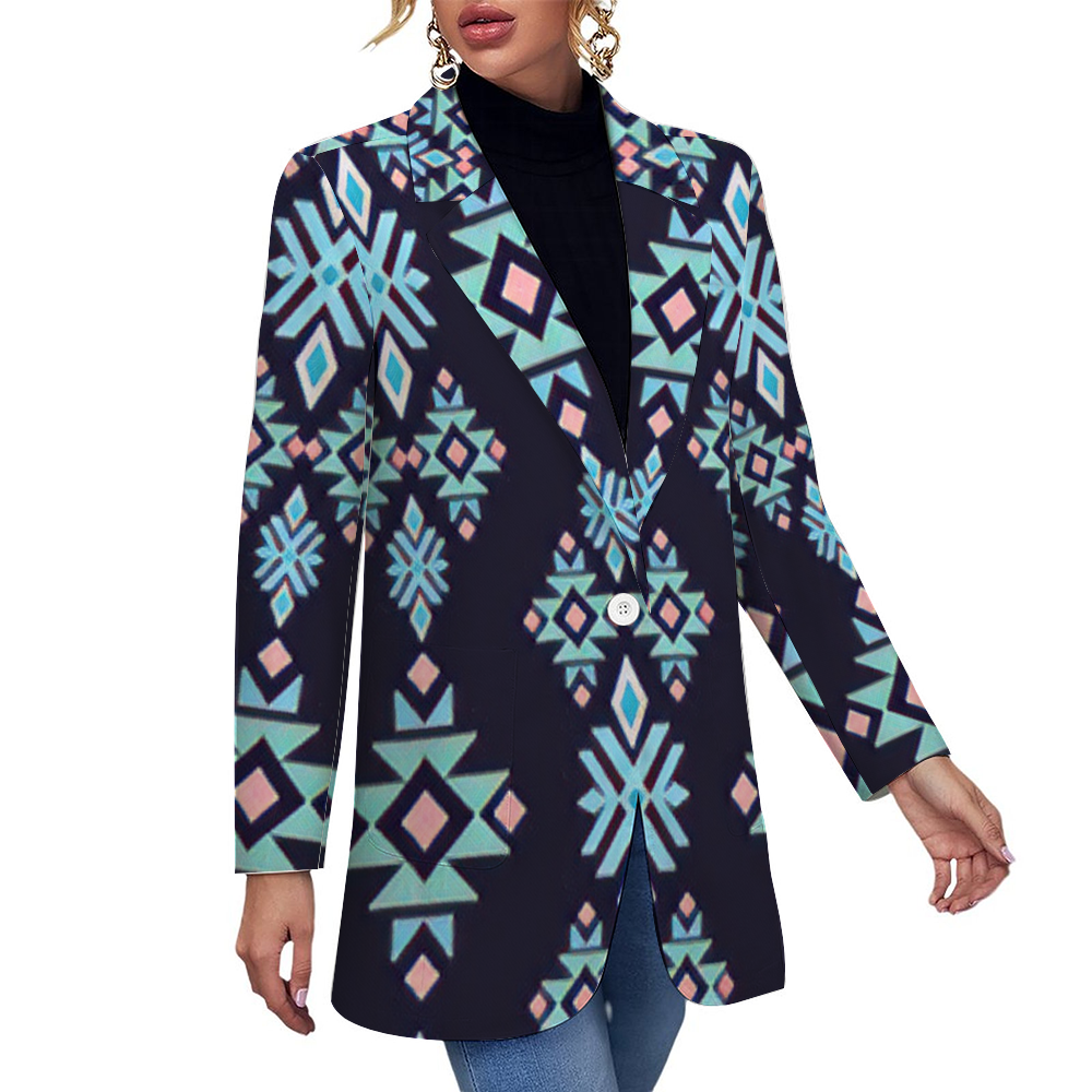 Custom Women's Casual Suit All Over Print Blazer Coat Fashion Light Coat