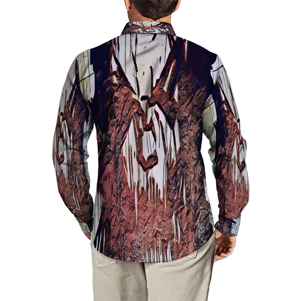 All Over Print Men's Fit Camp Collar Long Sleeve Shirt