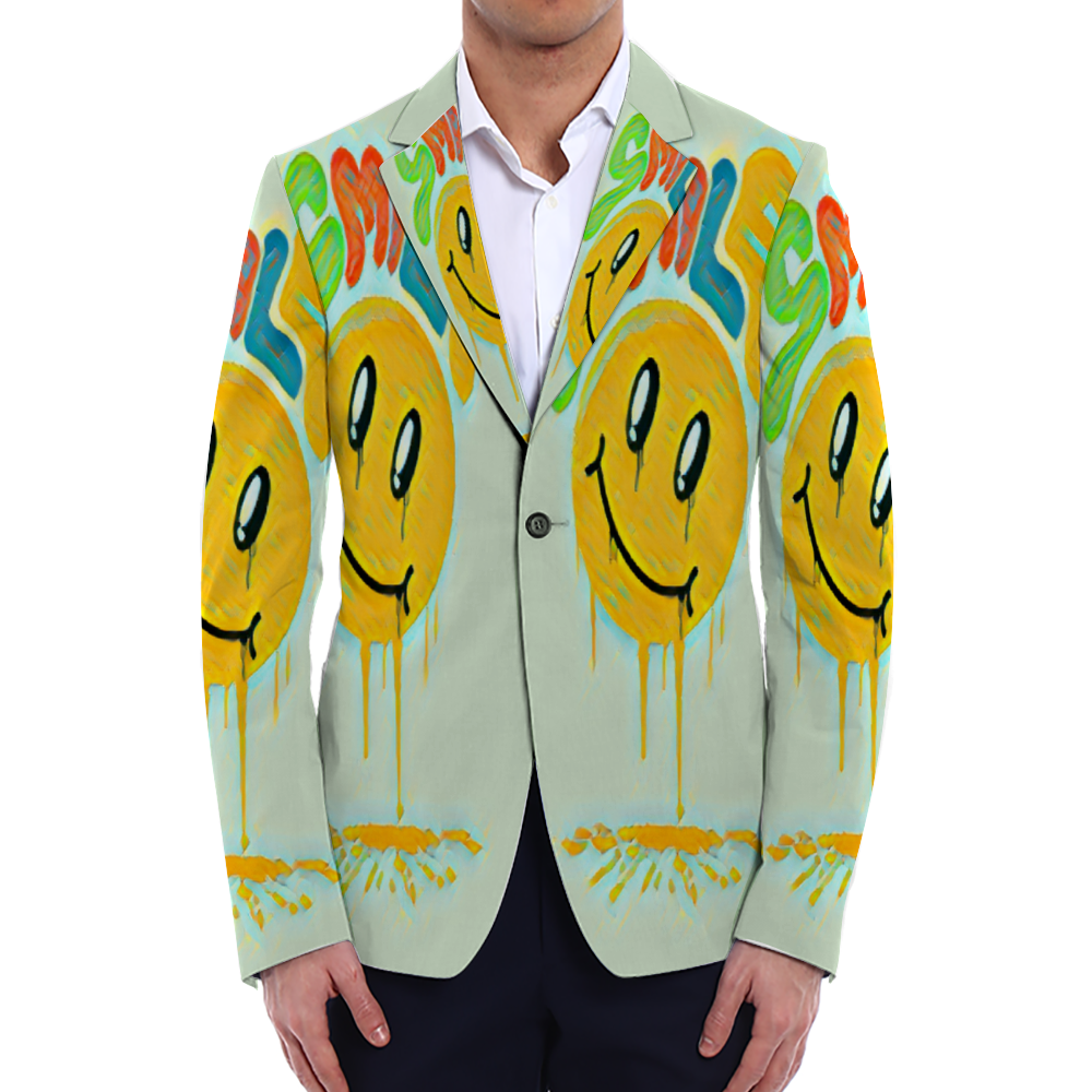 All Over Print Men Casual Suit Blazer Coat Fashion Light Coat