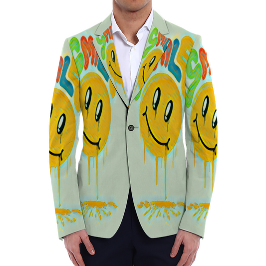 All Over Print Men Casual Suit Blazer Coat Fashion Light Coat