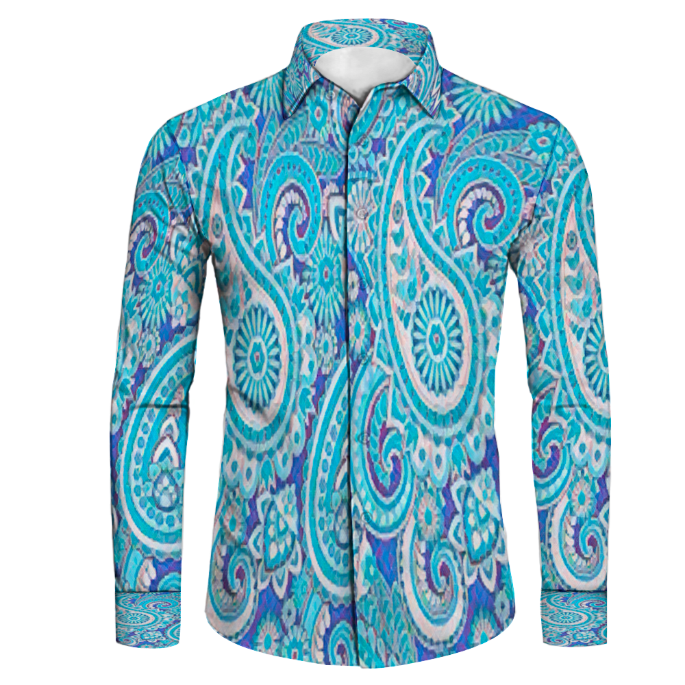 All Over Print Men's Fit Camp Collar Long Sleeve Shirt