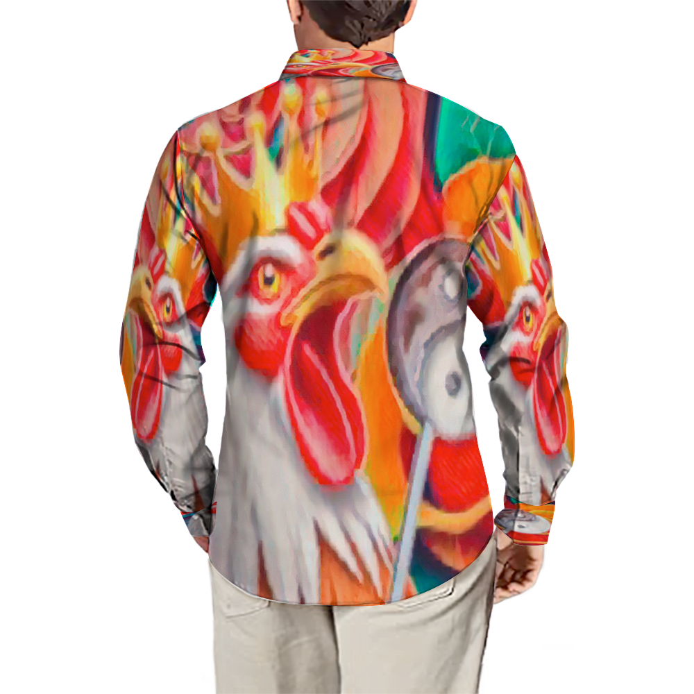 All Over Print Men's Fit Camp Collar Long Sleeve Shirt