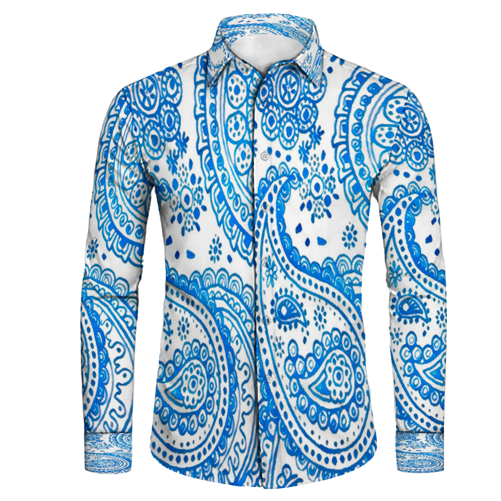 All Over Print Men's Fit Camp Collar Long Sleeve Shirt