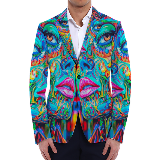 All Over Print Men Casual Suit Blazer Coat Fashion Light Coat