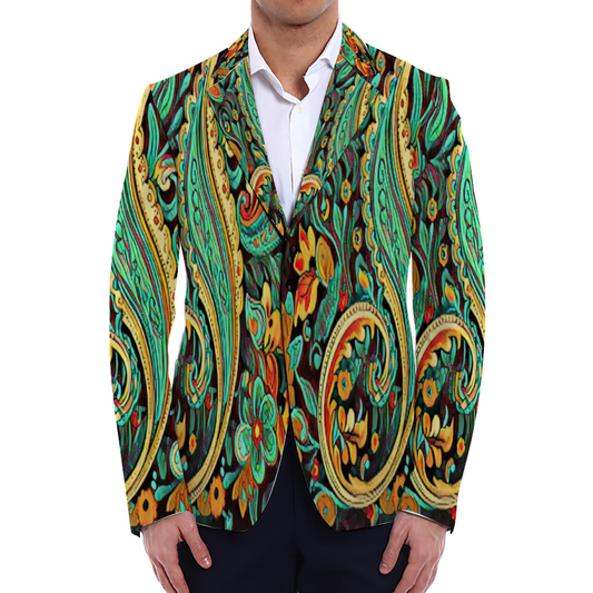 All Over Print Men Casual Suit Blazer Coat Fashion Light Coat