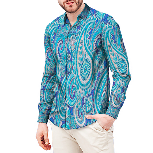 All Over Print Men's Fit Camp Collar Long Sleeve Shirt