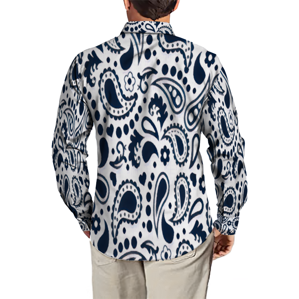 All Over Print Men's Fit Camp Collar Long Sleeve Shirt