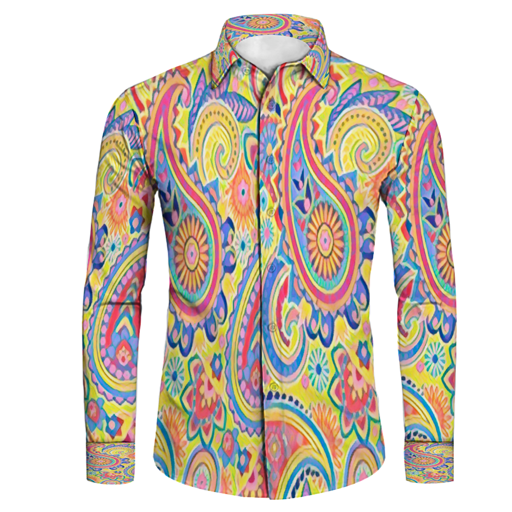 All Over Print Men's Fit Camp Collar Long Sleeve Shirt