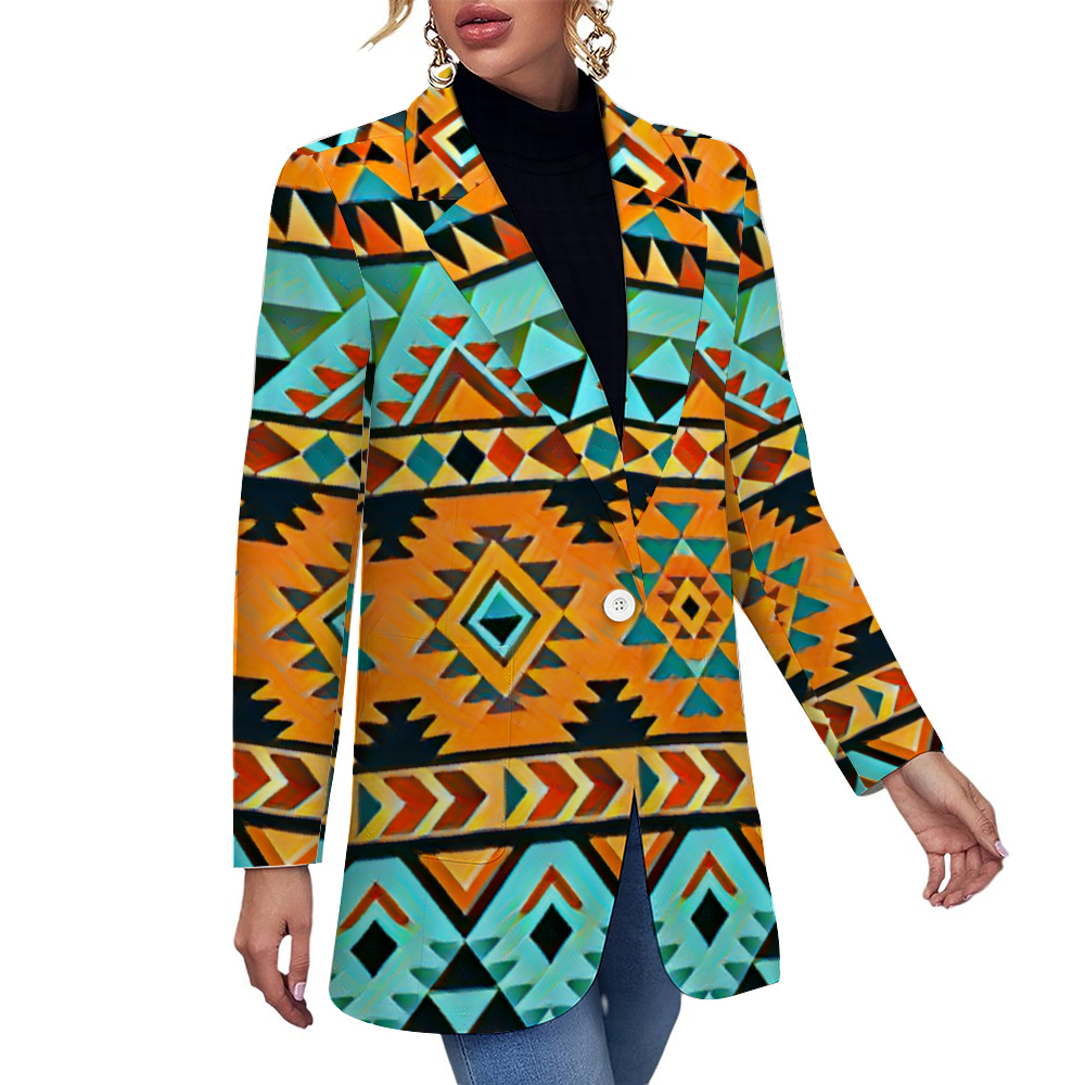 Custom Women's Casual Suit All Over Print Blazer Coat Fashion Light Coat