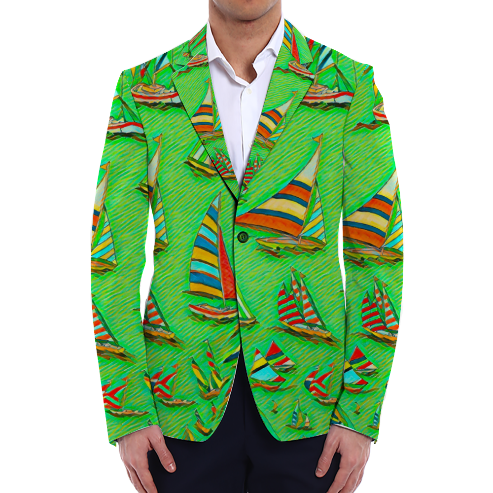 All Over Print Men Casual Suit Blazer Coat Fashion Light Coat