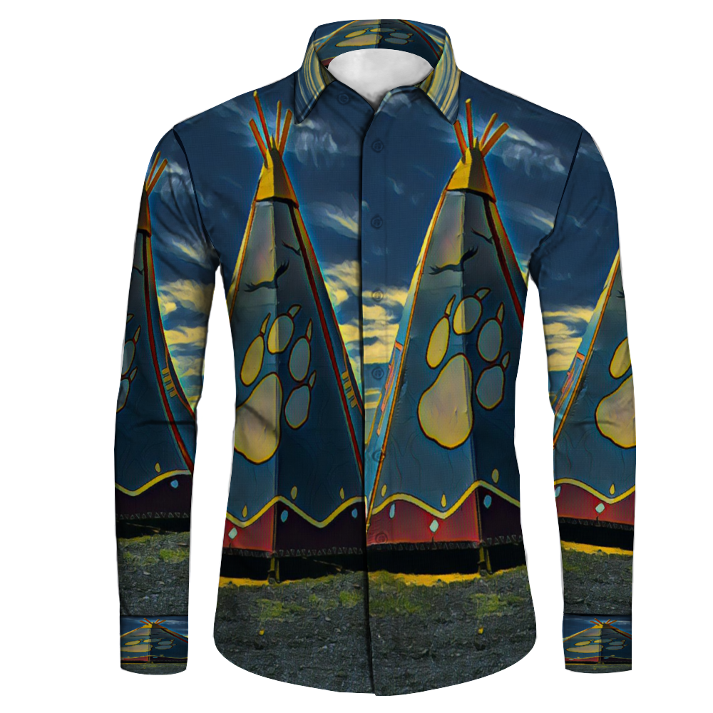 All Over Print Men's Fit Camp Collar Long Sleeve Shirt