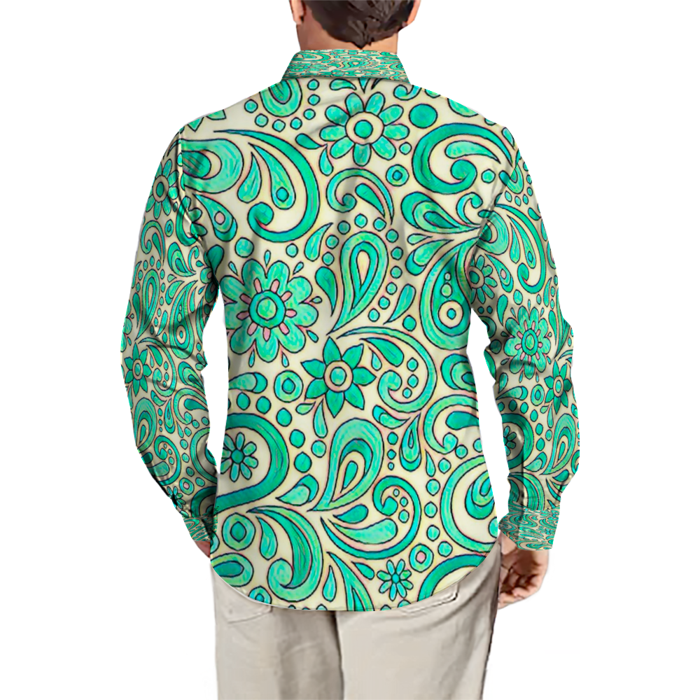 All Over Print Men's Fit Camp Collar Long Sleeve Shirt