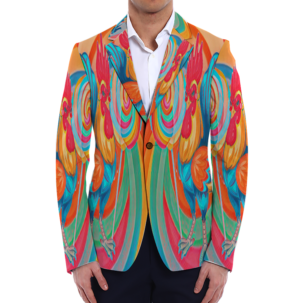 All Over Print Men Casual Suit Blazer Coat Fashion Light Coat