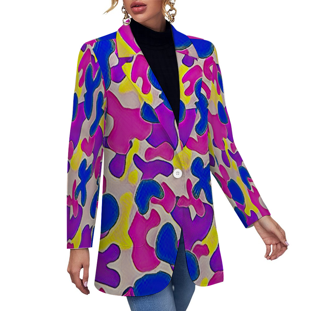 Custom Women's Casual Suit All Over Print Blazer Coat Fashion Light Coat