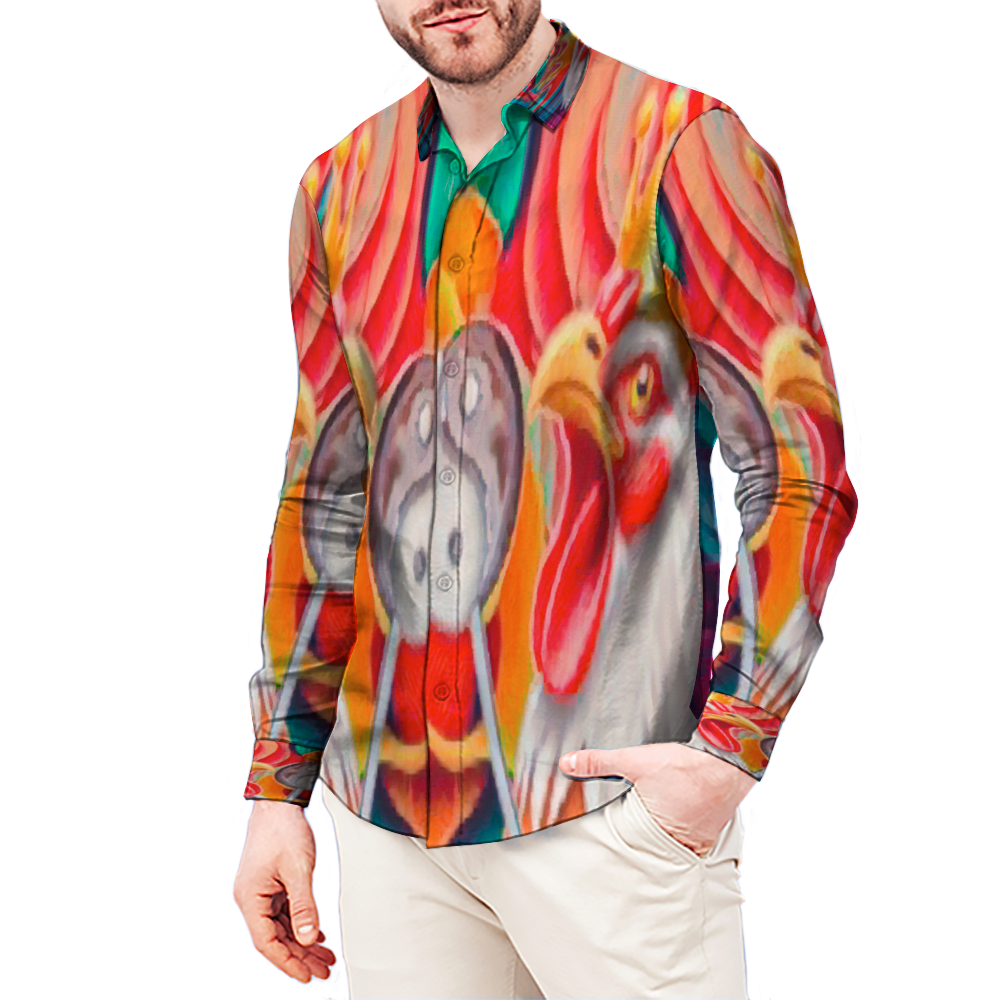 All Over Print Men's Fit Camp Collar Long Sleeve Shirt