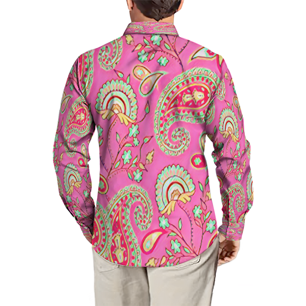 All Over Print Men's Fit Camp Collar Long Sleeve Shirt