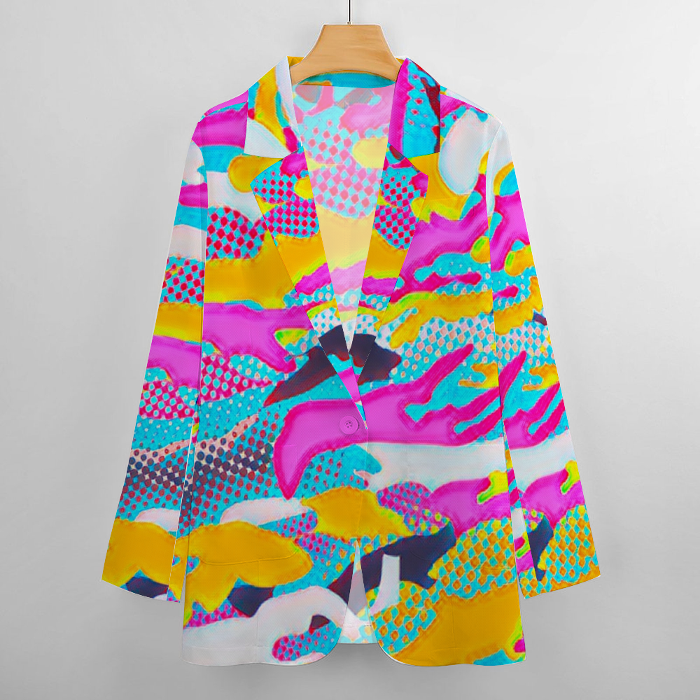 Custom Women's Casual Suit All Over Print Blazer Coat Fashion Light Coat