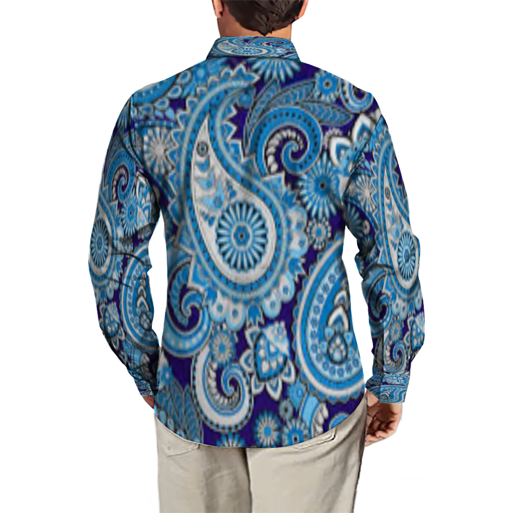 All Over Print Men's Fit Camp Collar Long Sleeve Shirt