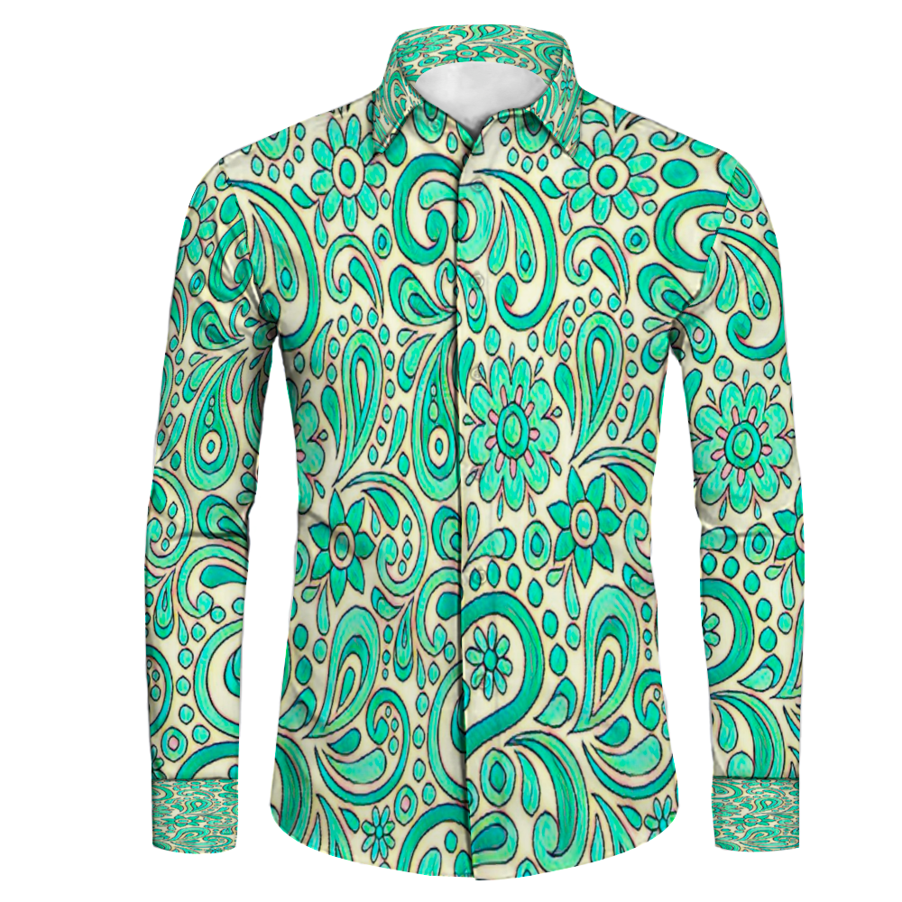 All Over Print Men's Fit Camp Collar Long Sleeve Shirt