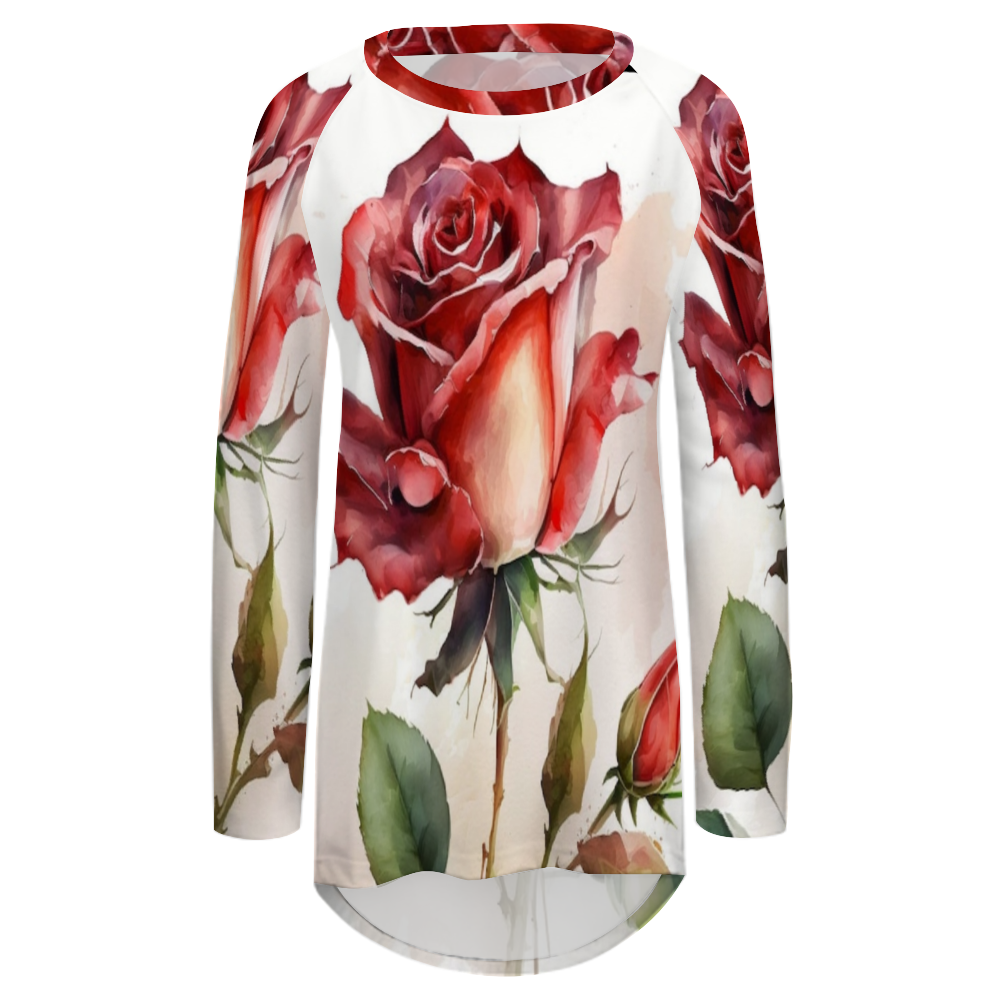 Custom Women's  Raglan Long Sleeve T-Shirt All Over Print Casual Shirt