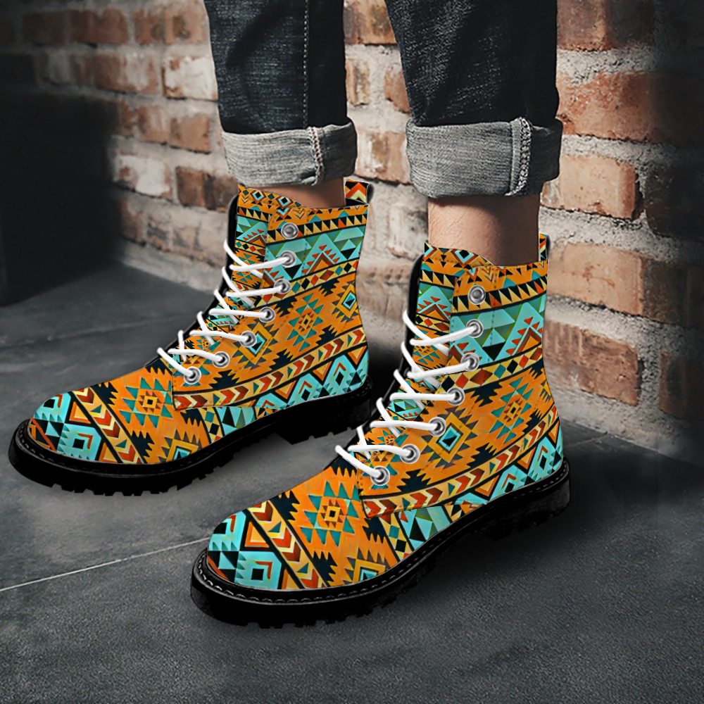 Custom Round Toe Boots Fashion Unisex All Over Print Shoes