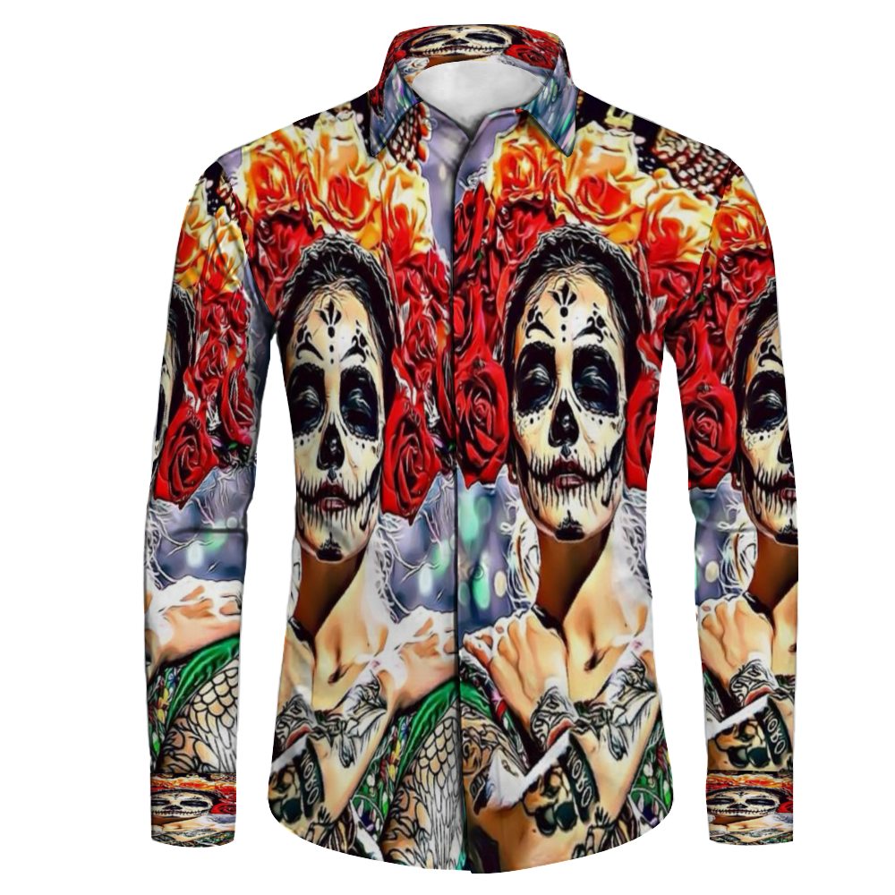 All Over Print Men's Fit Camp Collar Long Sleeve Shirt